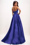 Sweetheart A-Line Sweep Train Matte Satin Prom Dresses CS0730 - COCOMELODY