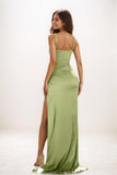 Cowl Neck Silk Like Satin Prom Dresses With High Split CS0753 - COCOMELODY