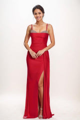 Princess Ball Gown Charmeuse Prom Dresses With Tiered Skirt CS0758 - COCOMELODY