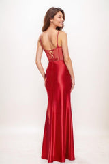 Princess Ball Gown Charmeuse Prom Dresses With Tiered Skirt CS0760 - COCOMELODY