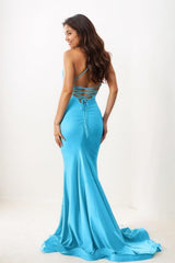 Seductive Trumpet Scoop Neck Knitted Fabric Prom Dresses CS0763 - COCOMELODY