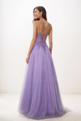 Sweet & Flow V-Neck Satin/Lace/Tulle Prom Dresses CS0769 - COCOMELODY