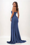 One-Shoulder Sweep Train Satin Prom Dresses With CS0772 - COCOMELODY