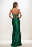 Sweetheart High Split Sweep Train Satin Prom Dresses CS0809 - COCOMELODY