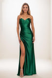 Sweetheart High Split Sweep Train Satin Prom Dresses CS0809 - COCOMELODY
