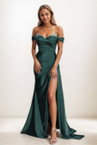 Sequins Off-The-Shoulder High Split Sweep Train Prom Dresses CS0810 - COCOMELODY