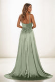 A-Line V-Neck Sleeveless Spaghetti Straps Acetate Satin Prom Dresses CS0826 - COCOMELODY