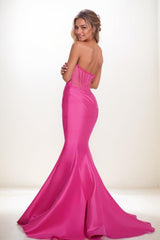 Trumpet Mermaid Illusion Corset Sweetheart Satin Prom Dresses CS0844 - COCOMELODY