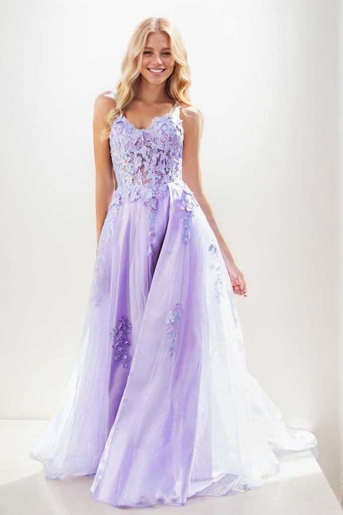 Sweetheart Spaghetti Straps Applique A Line Tulle Prom Dresses CS0943 - COCOMELODY