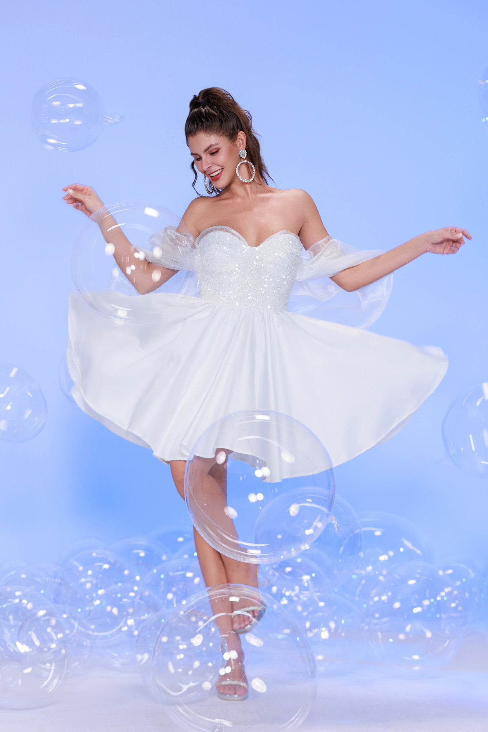 Princess Mini Satin Homecoming Dress CS0945 - COCOMELODY
