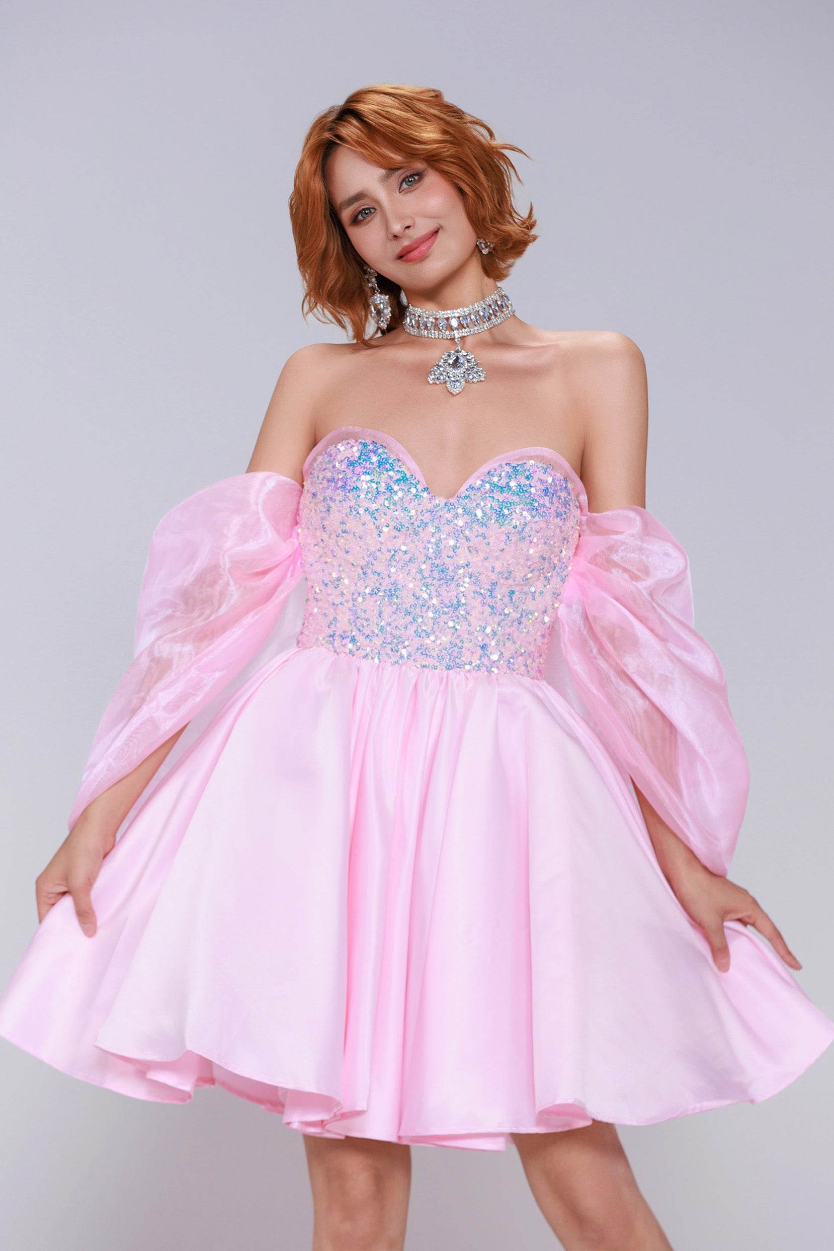 Princess Mini Satin Homecoming Dress CS0945 - COCOMELODY