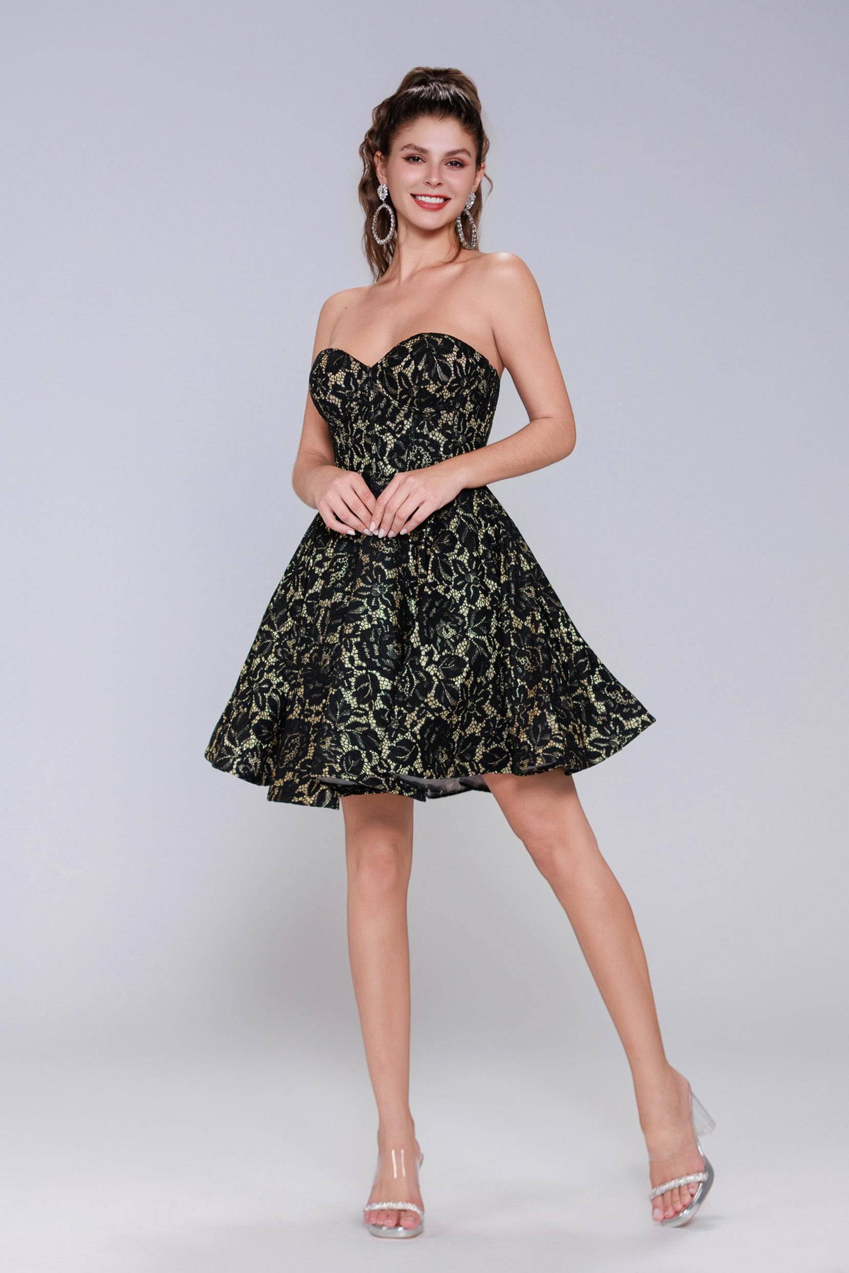 A-Line Mini Lace Homecoming Dress CS0947 - COCOMELODY