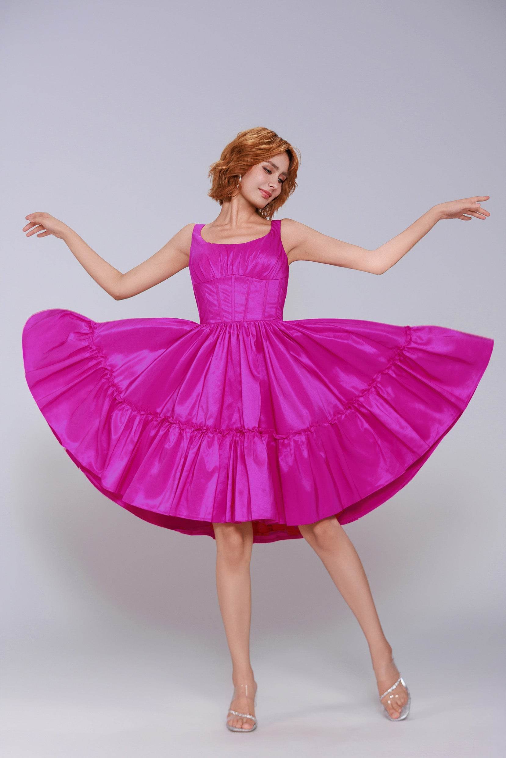 A-Line Mini Taffeta Homecoming Dress CS0952 - COCOMELODY