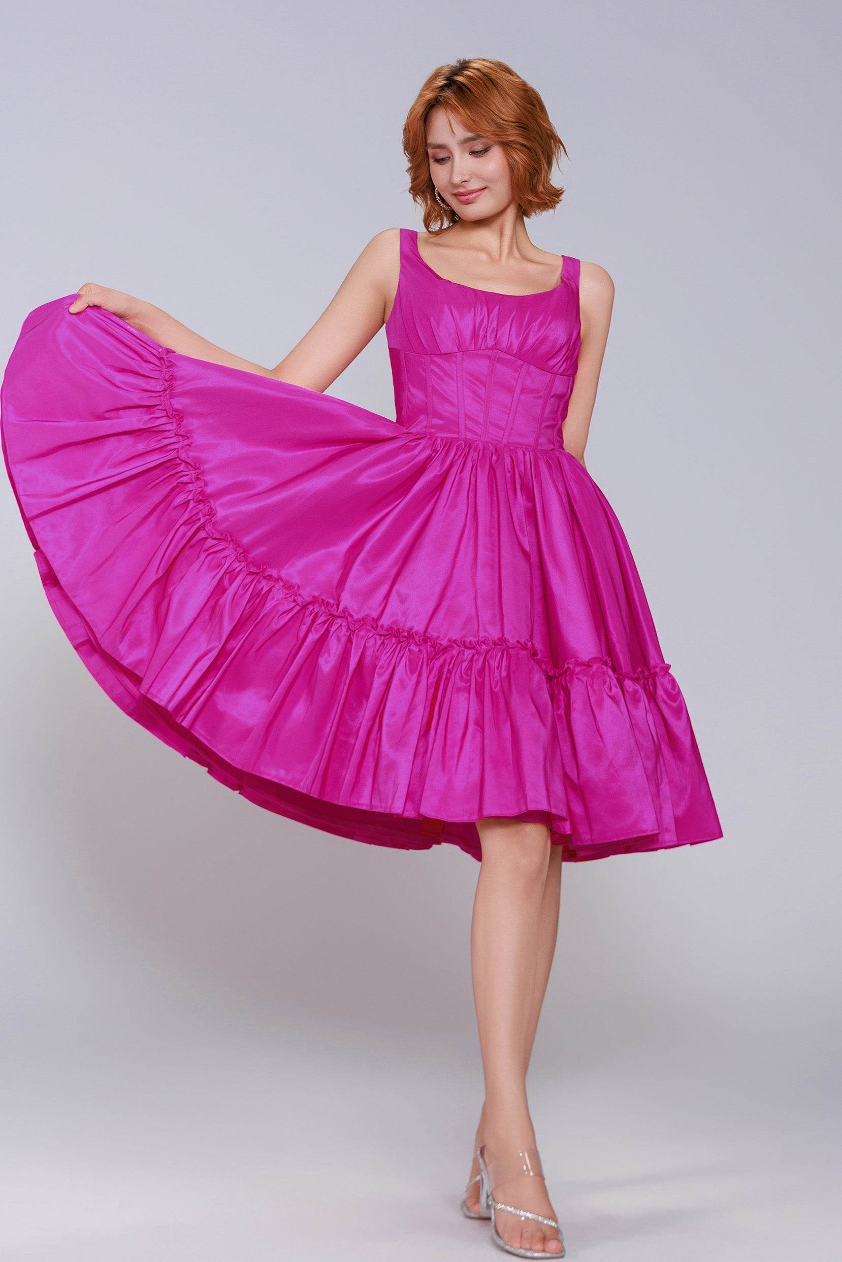 A-Line Mini Taffeta Homecoming Dress CS0952 - COCOMELODY