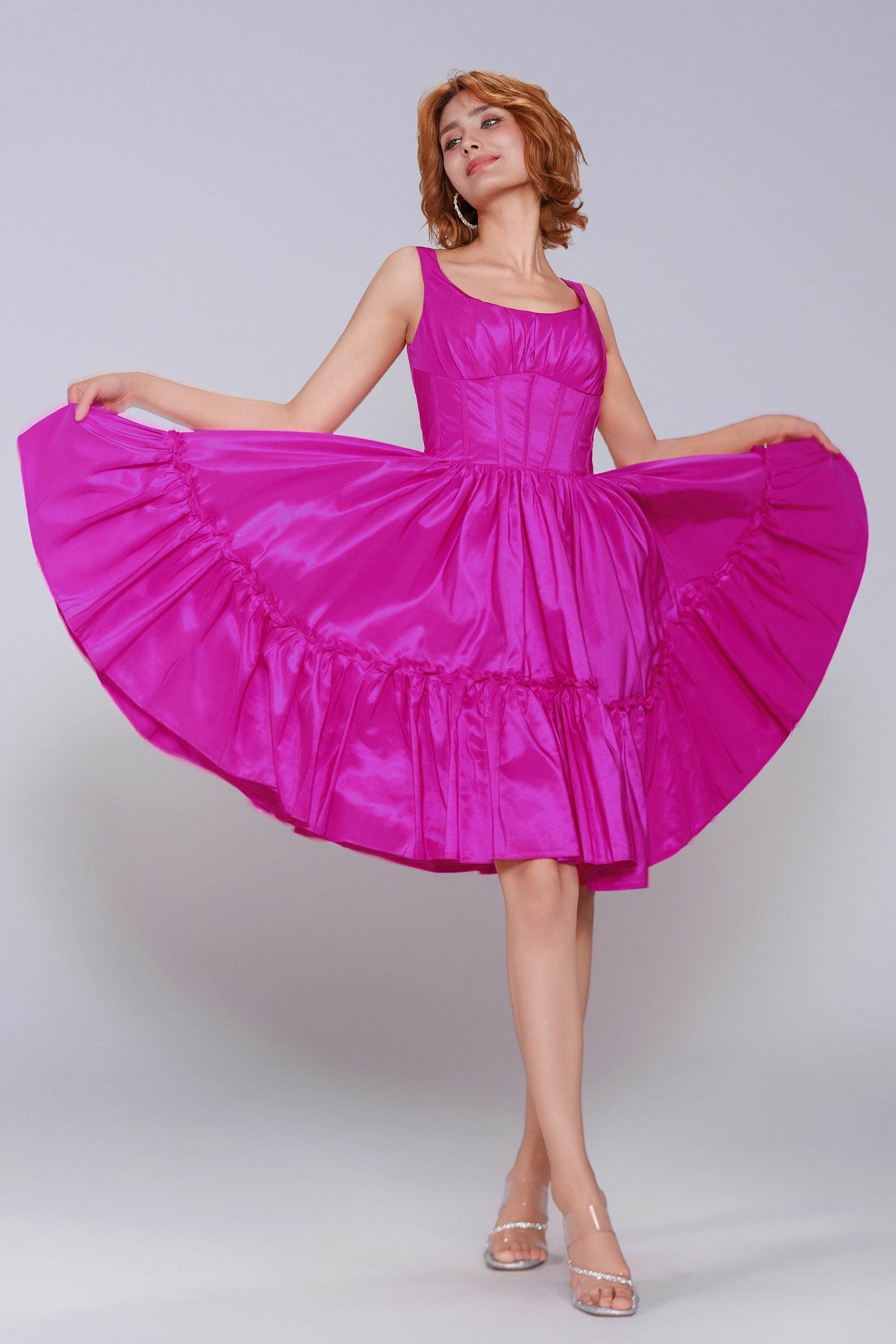 A-Line Mini Taffeta Homecoming Dress CS0952 - COCOMELODY