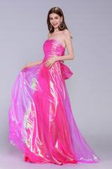 A-Line Sweep-Brush Train Organza Prom Dress CS0954 - COCOMELODY