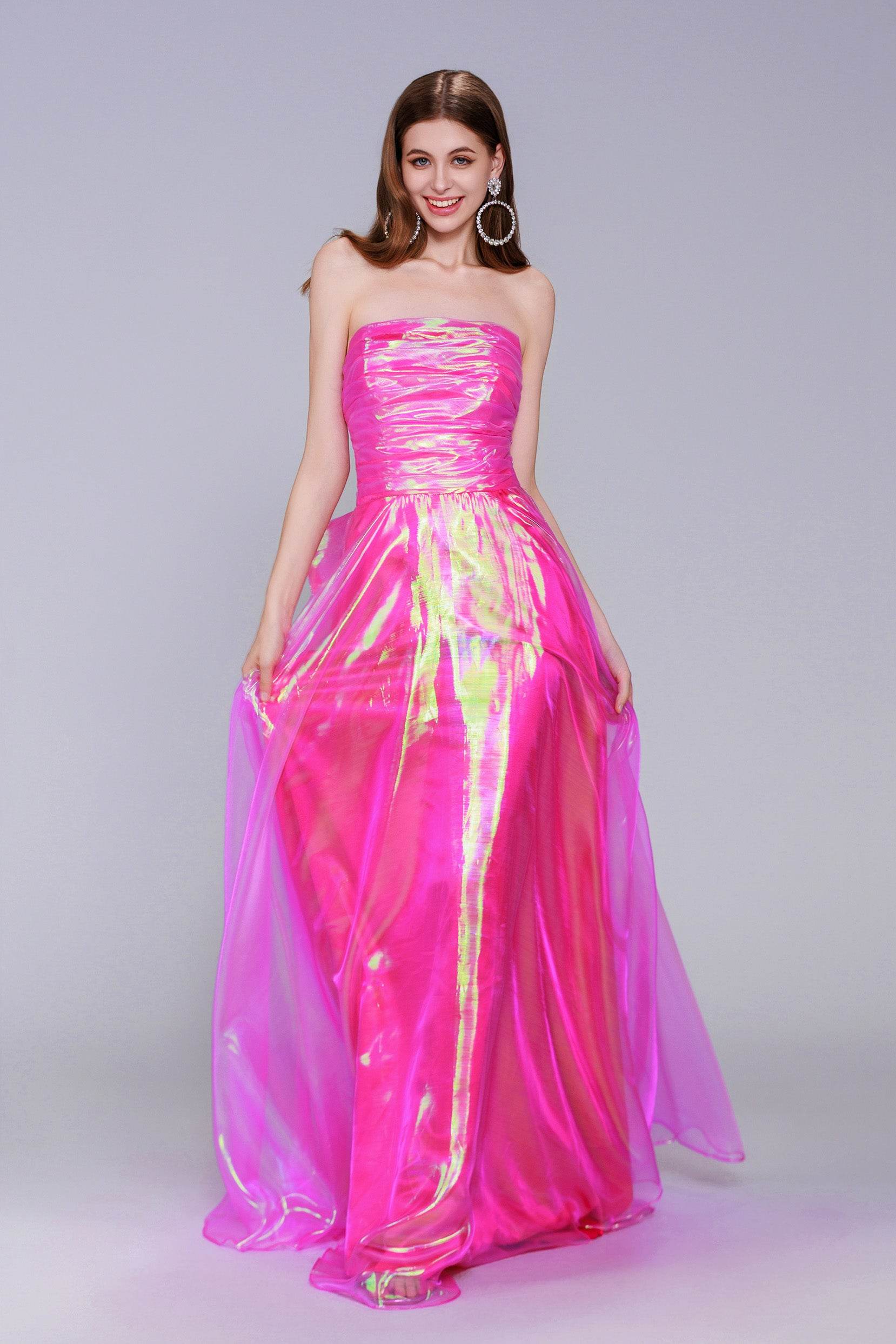 A-Line Sweep-Brush Train Organza Prom Dress CS0954 - COCOMELODY