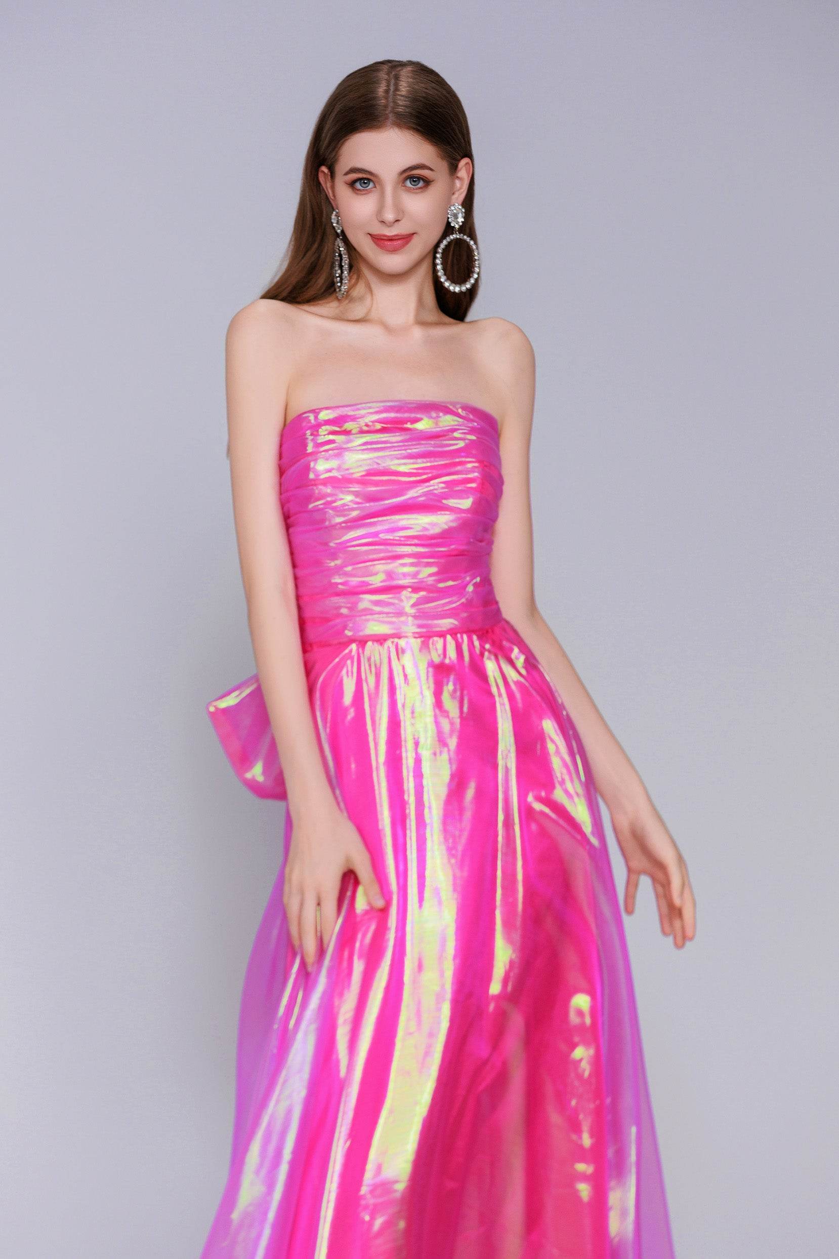 A-Line Sweep-Brush Train Organza Prom Dress CS0954 - COCOMELODY