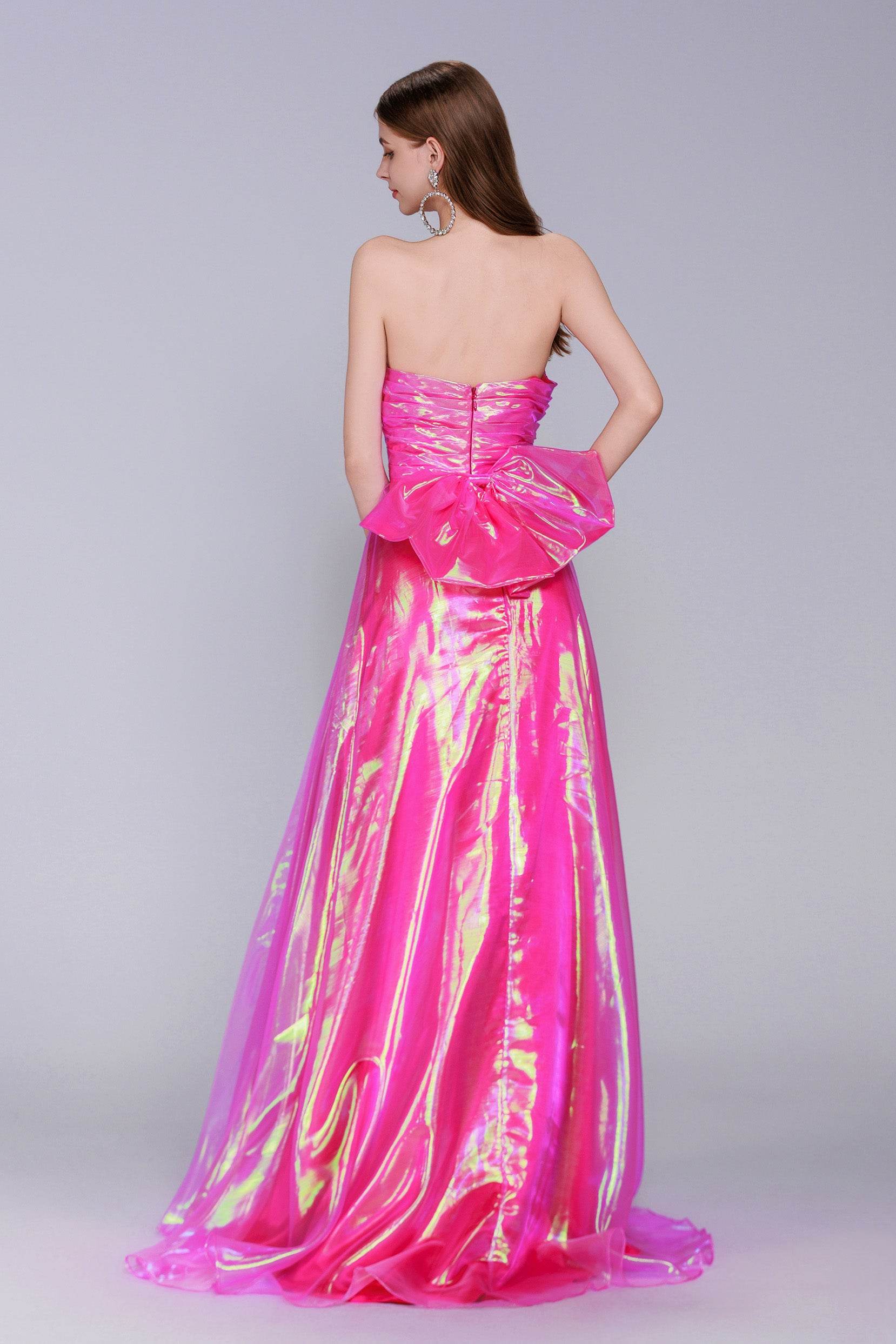 A-Line Sweep-Brush Train Organza Prom Dress CS0954 - COCOMELODY