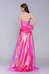 A-Line Sweep-Brush Train Organza Prom Dress CS0954 - COCOMELODY