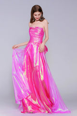 A-Line Sweep-Brush Train Organza Prom Dress CS0954 - COCOMELODY