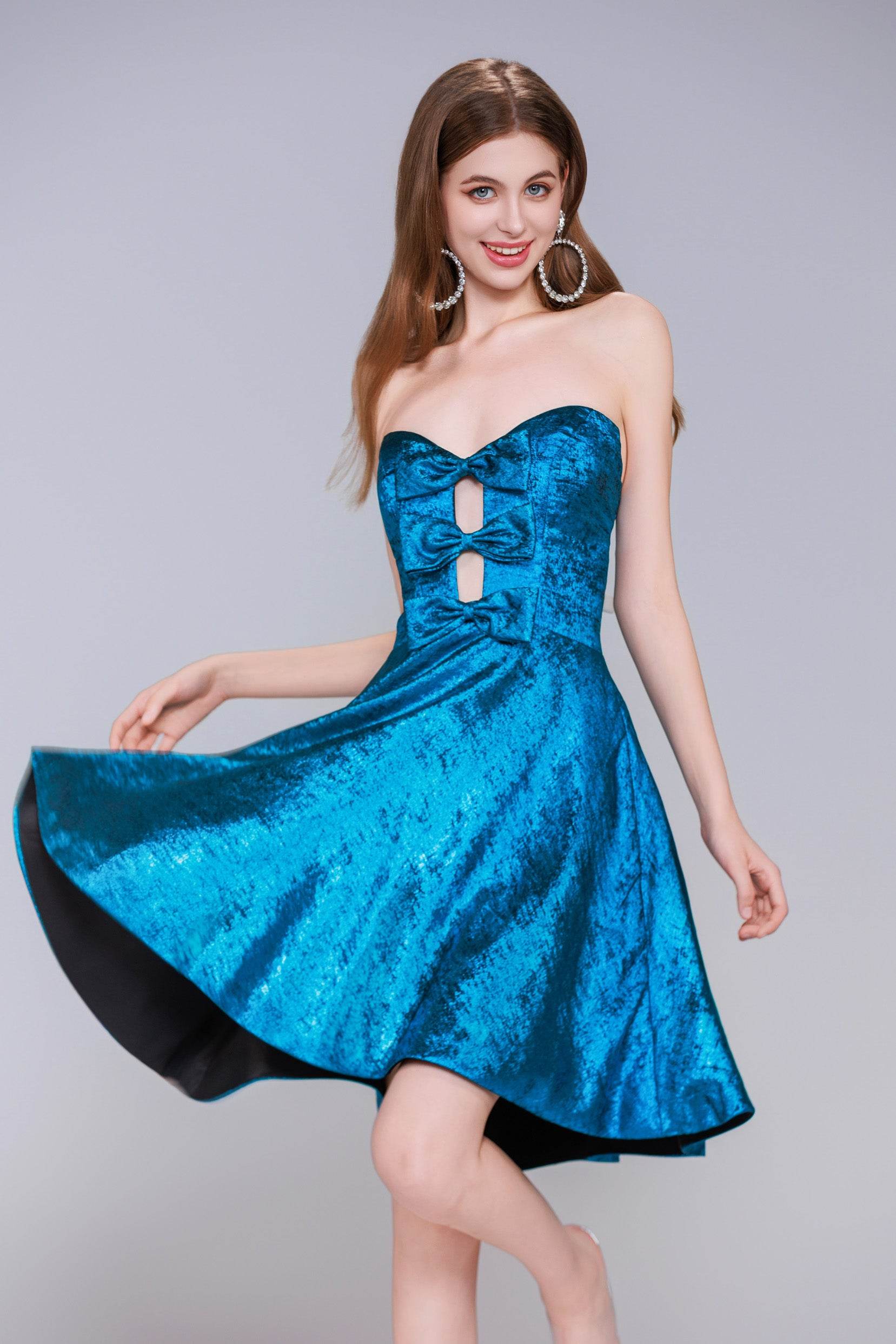 A-Line Mini Metallic Homecoming Dress CS0960 - COCOMELODY