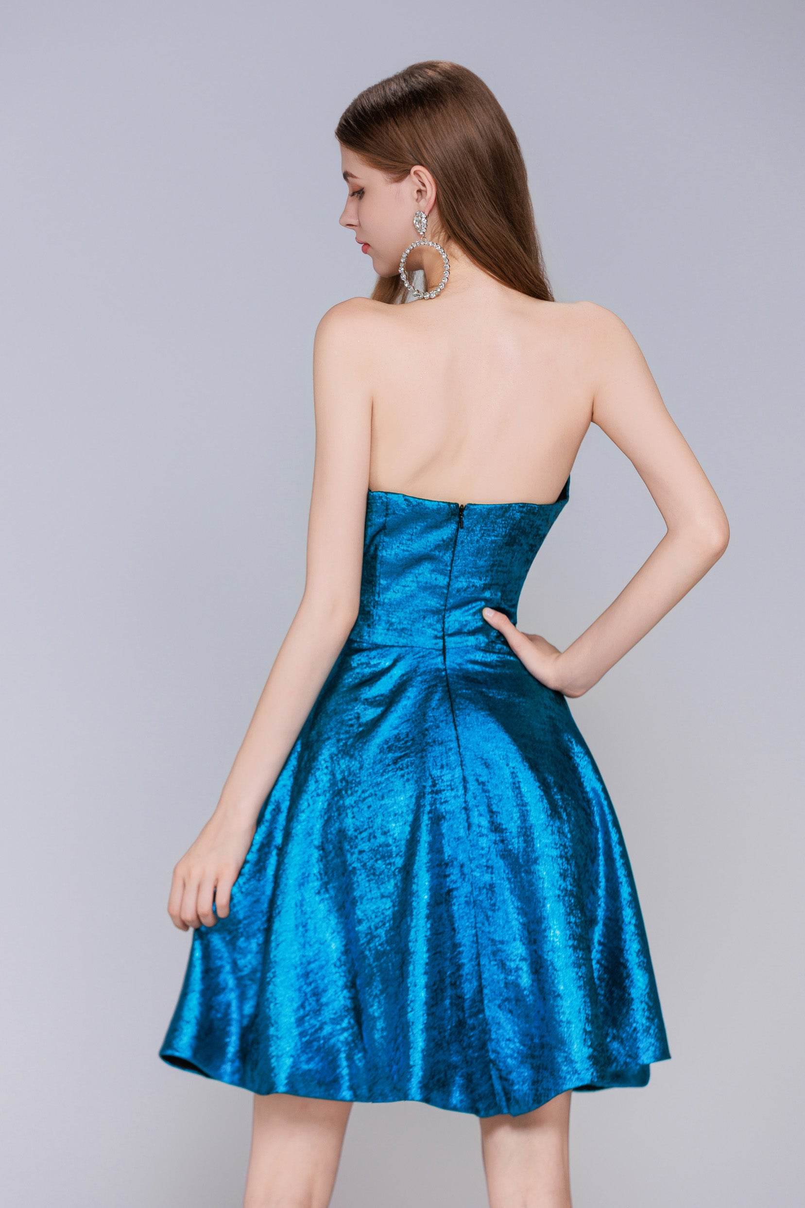 A-Line Mini Metallic Homecoming Dress CS0960 - COCOMELODY