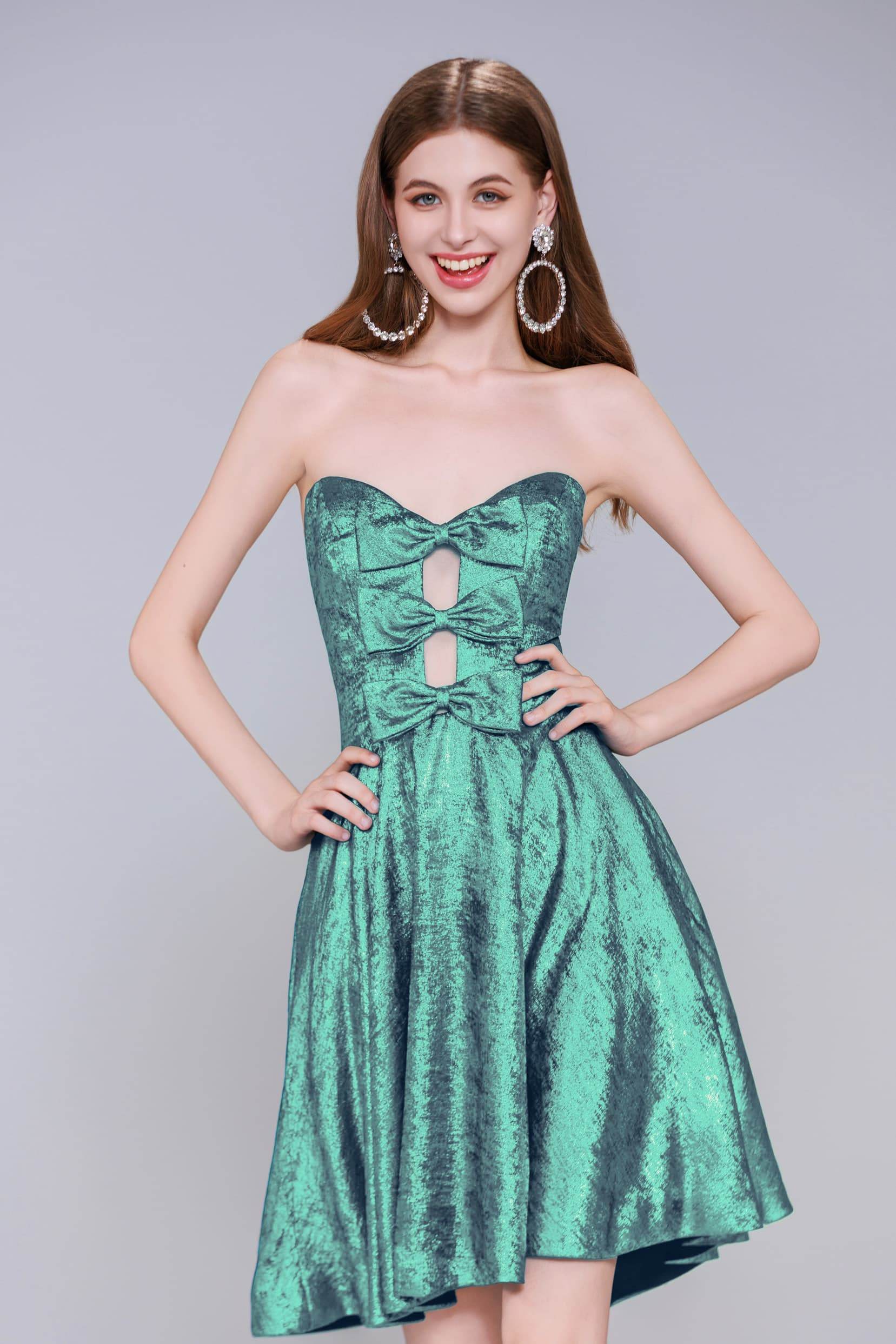 A-Line Mini Metallic Homecoming Dress CS0960 - COCOMELODY