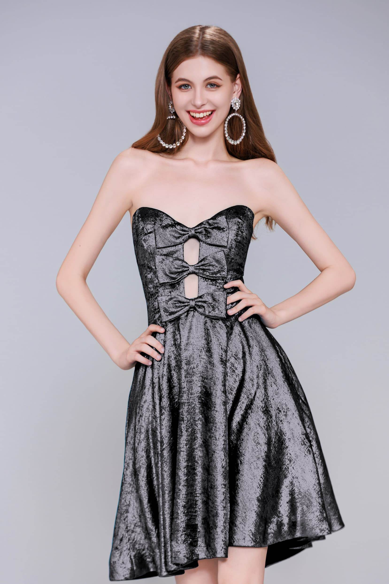 A-Line Mini Metallic Homecoming Dress CS0960 - COCOMELODY