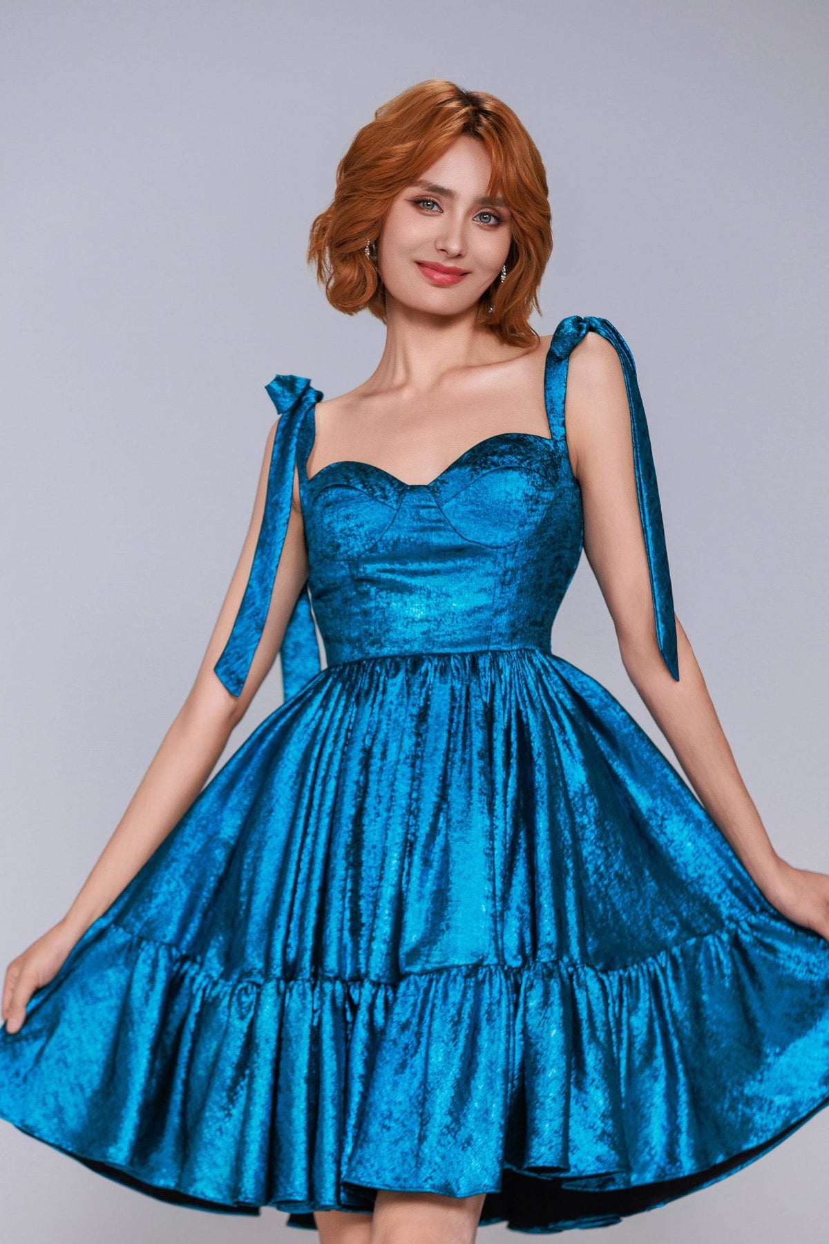 A-Line Mini Metallic Homecoming Dress CS0961 - COCOMELODY