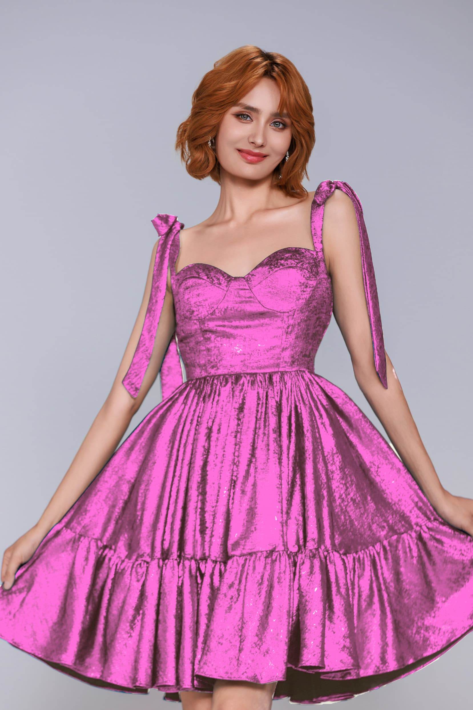 A-Line Mini Metallic Homecoming Dress CS0961 - COCOMELODY