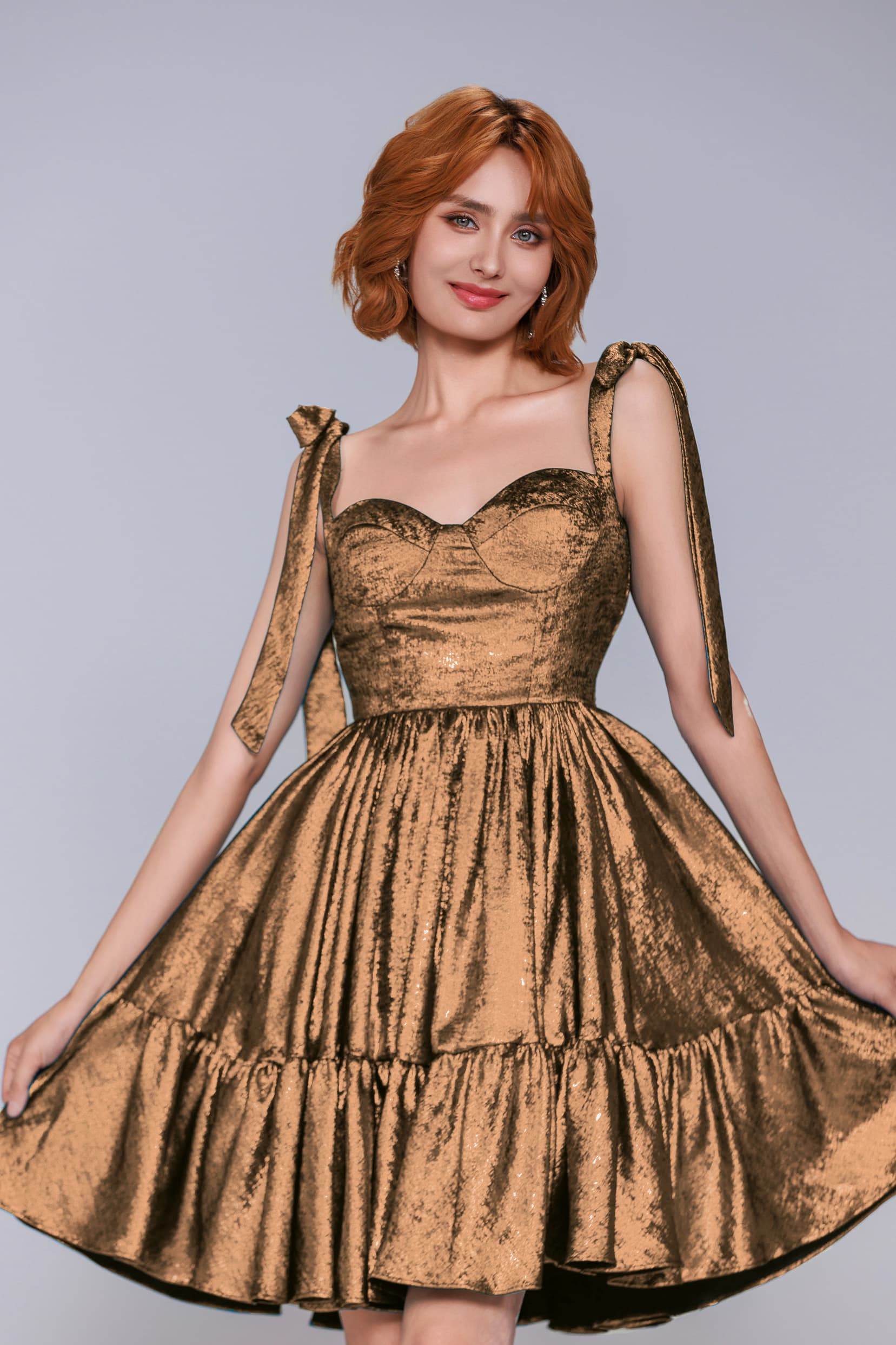 A-Line Mini Metallic Homecoming Dress CS0961 - COCOMELODY