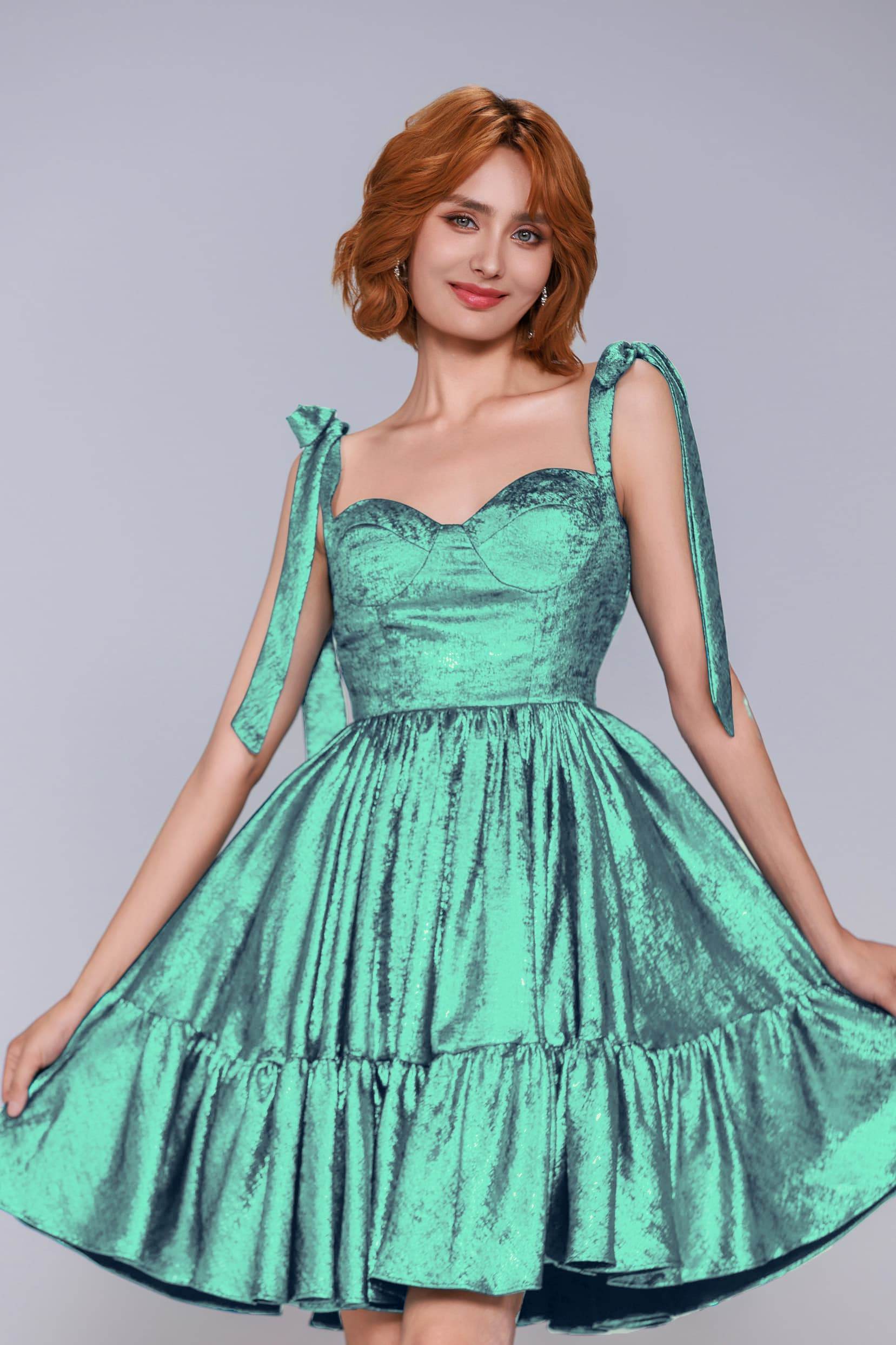 A-Line Mini Metallic Homecoming Dress CS0961 - COCOMELODY