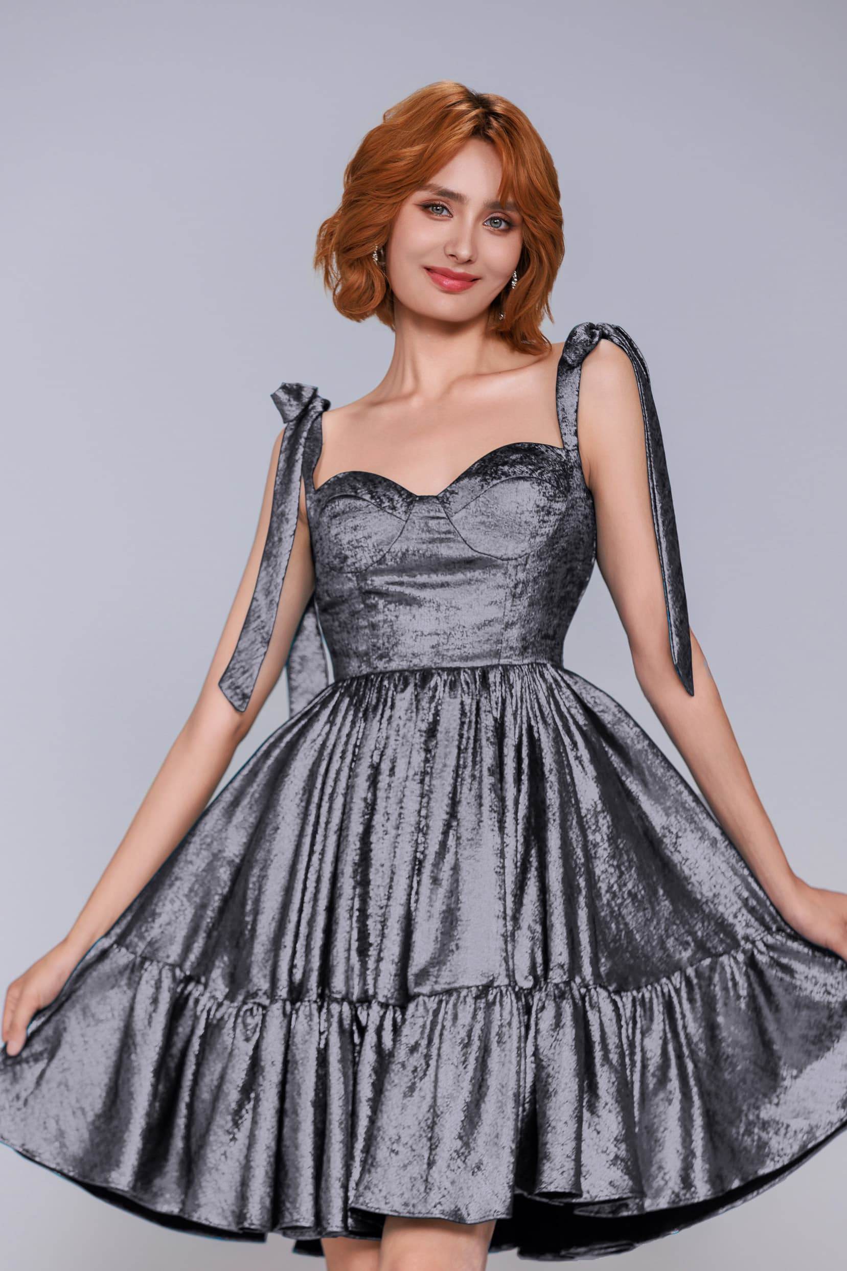 A-Line Mini Metallic Homecoming Dress CS0961 - COCOMELODY