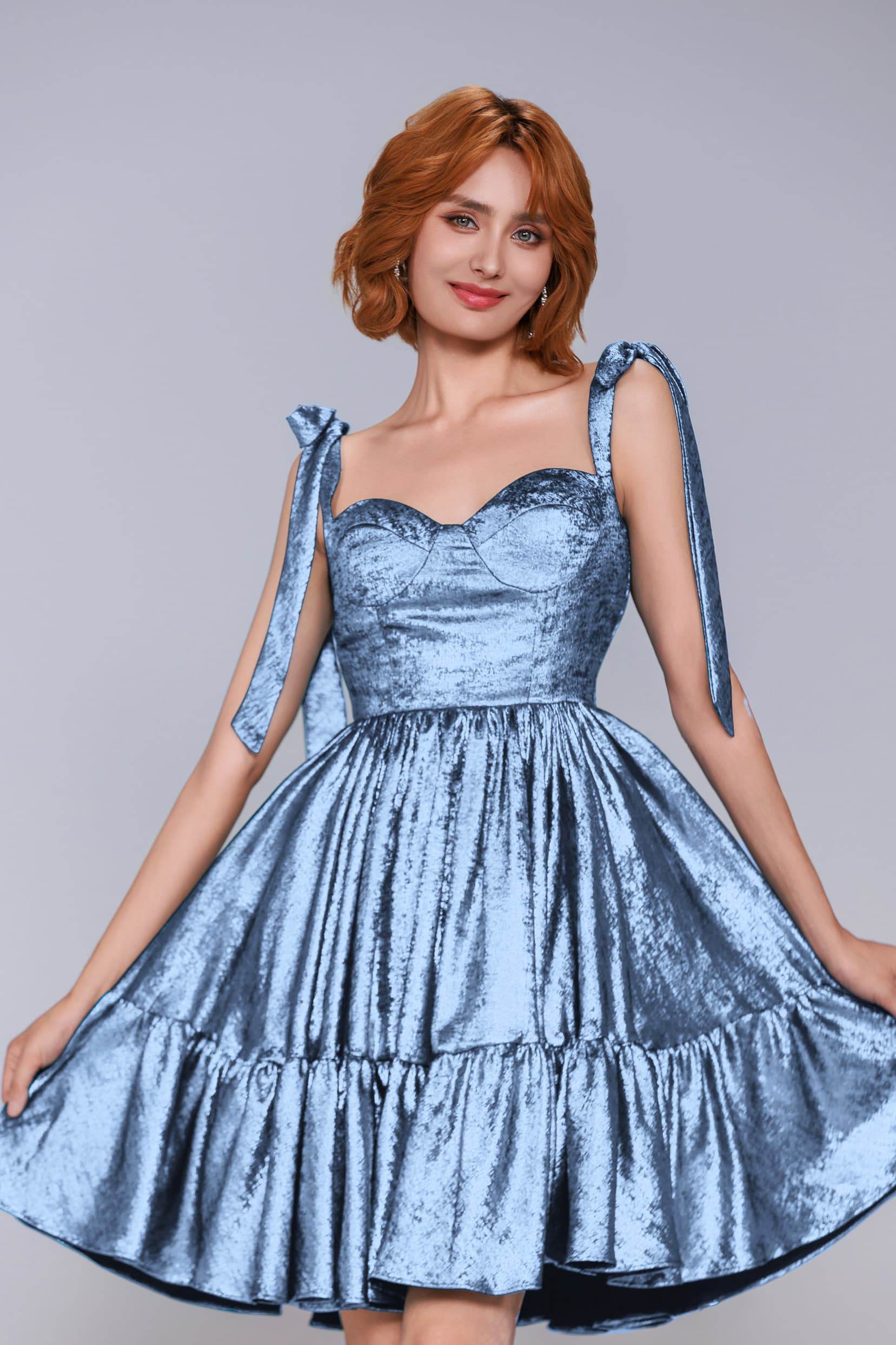 A-Line Mini Metallic Homecoming Dress CS0961 - COCOMELODY
