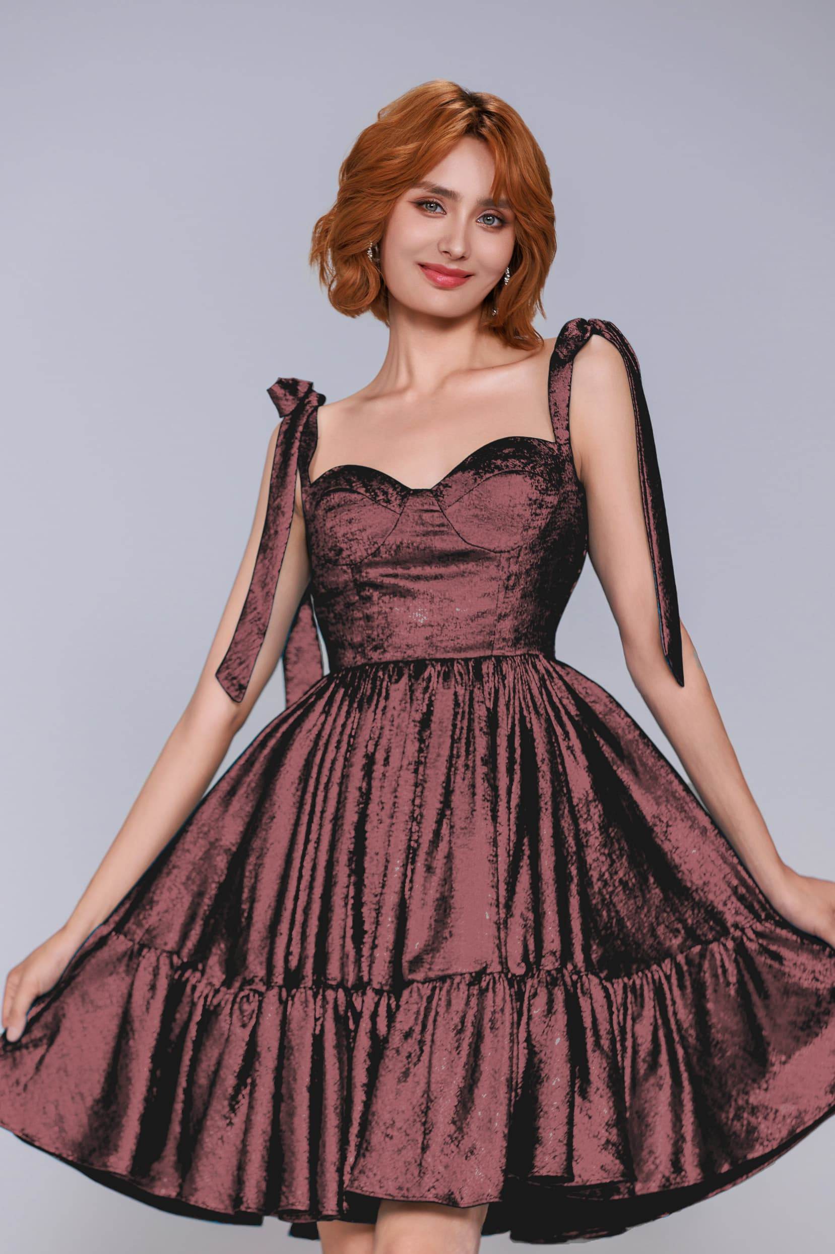 A-Line Mini Metallic Homecoming Dress CS0961 - COCOMELODY