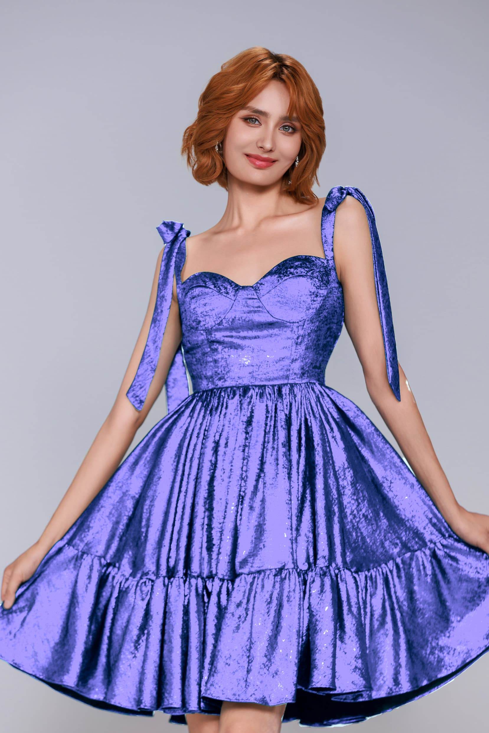 A-Line Mini Metallic Homecoming Dress CS0961 - COCOMELODY