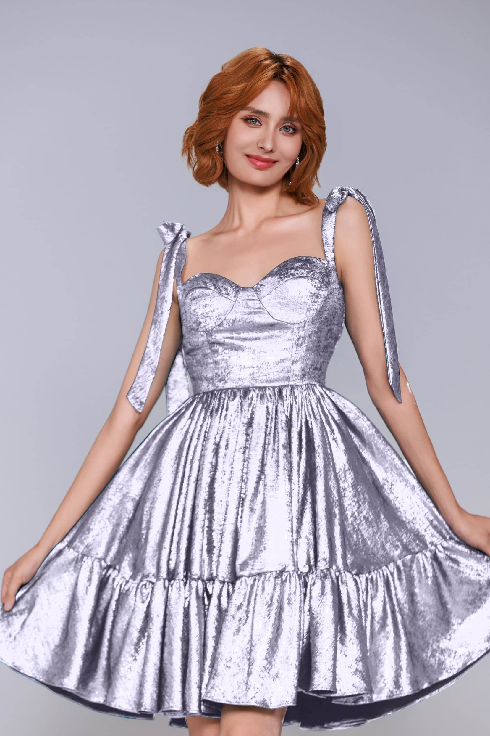 A-Line Mini Metallic Homecoming Dress CS0961 - COCOMELODY