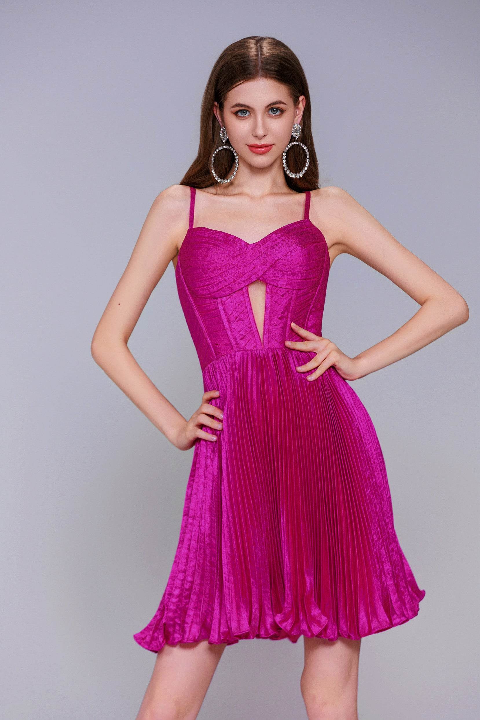 A-Line Mini Metallic Homecoming Dress CS0962 - COCOMELODY