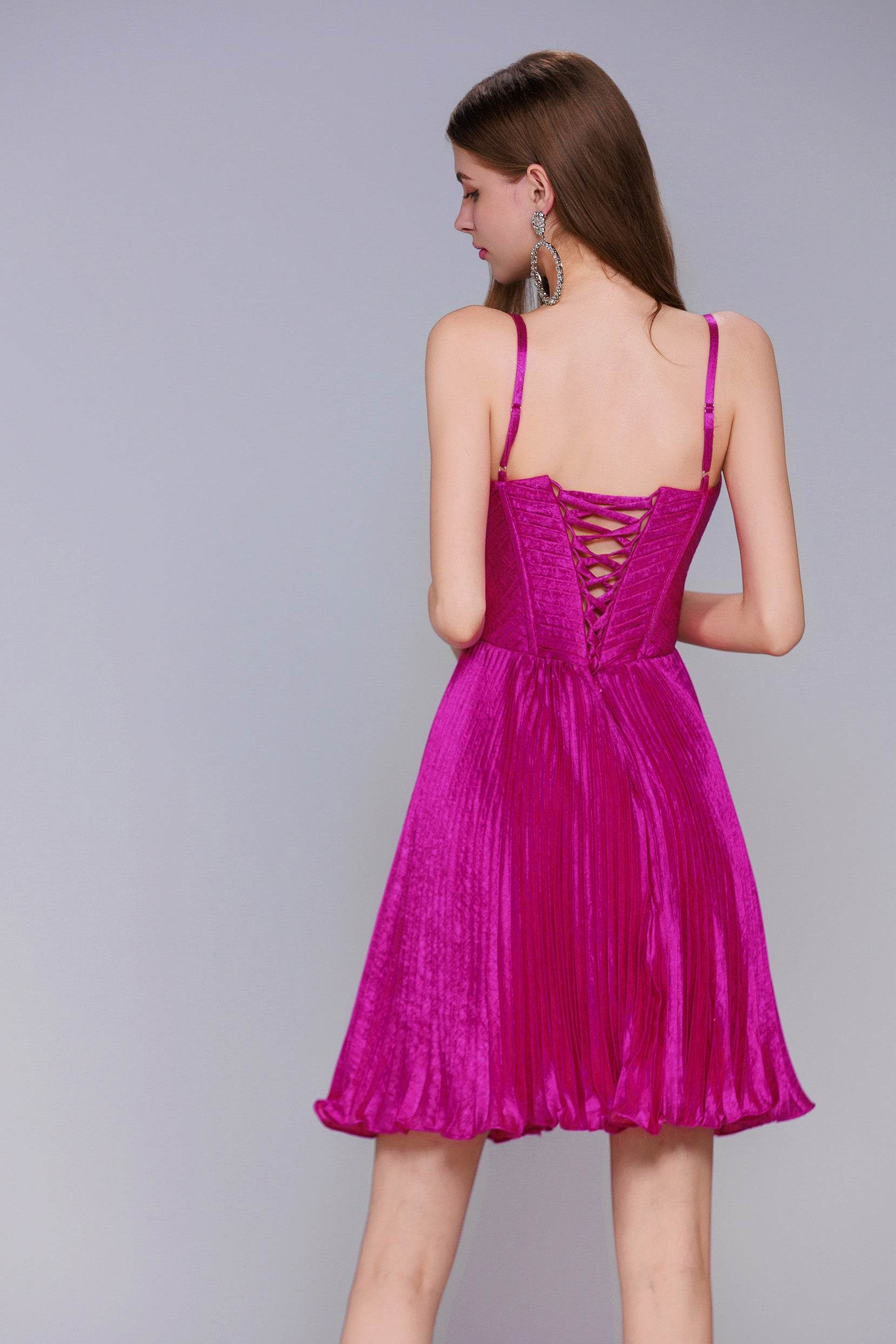 A-Line Mini Metallic Homecoming Dress CS0962 - COCOMELODY