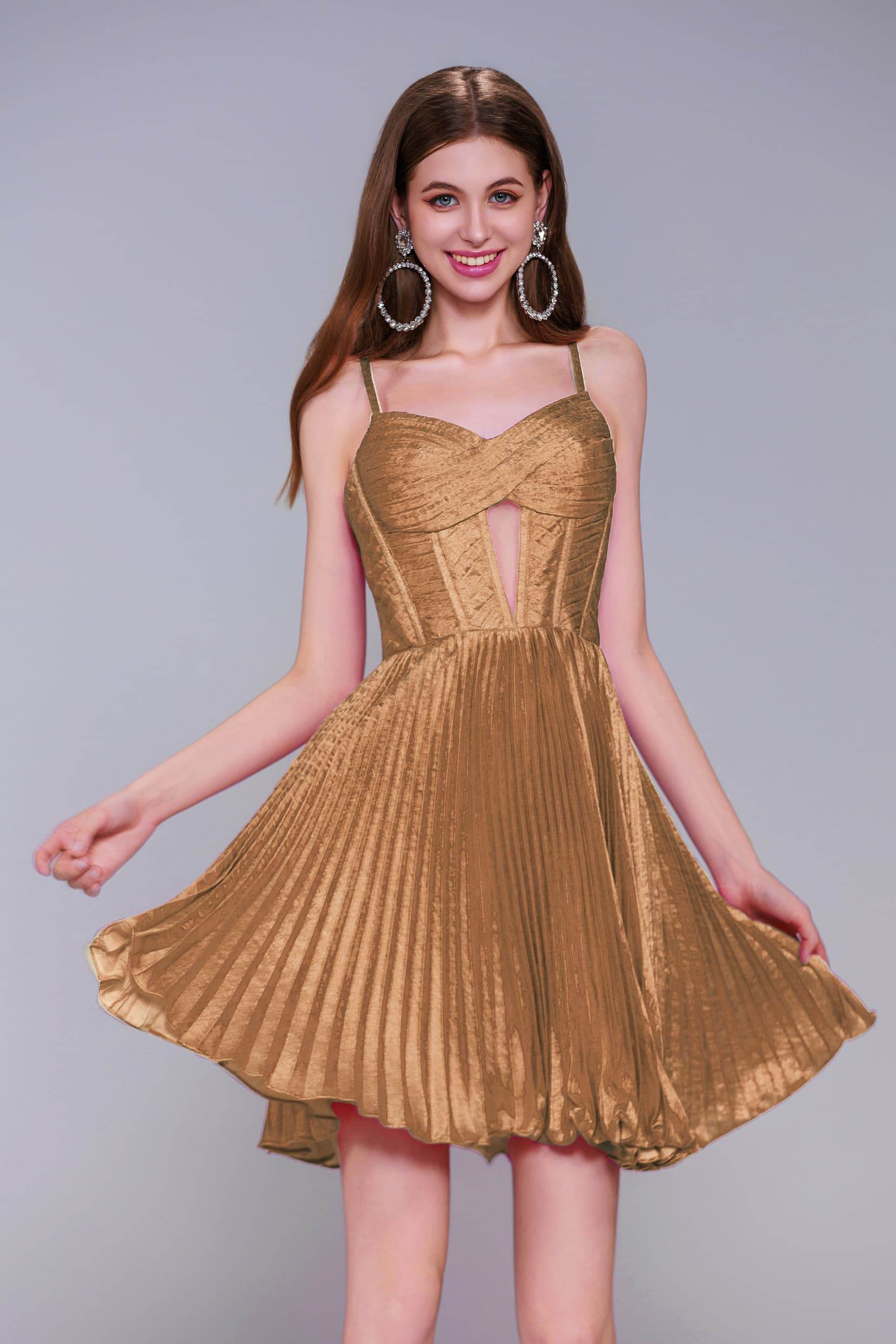 A-Line Mini Metallic Homecoming Dress CS0962 - COCOMELODY
