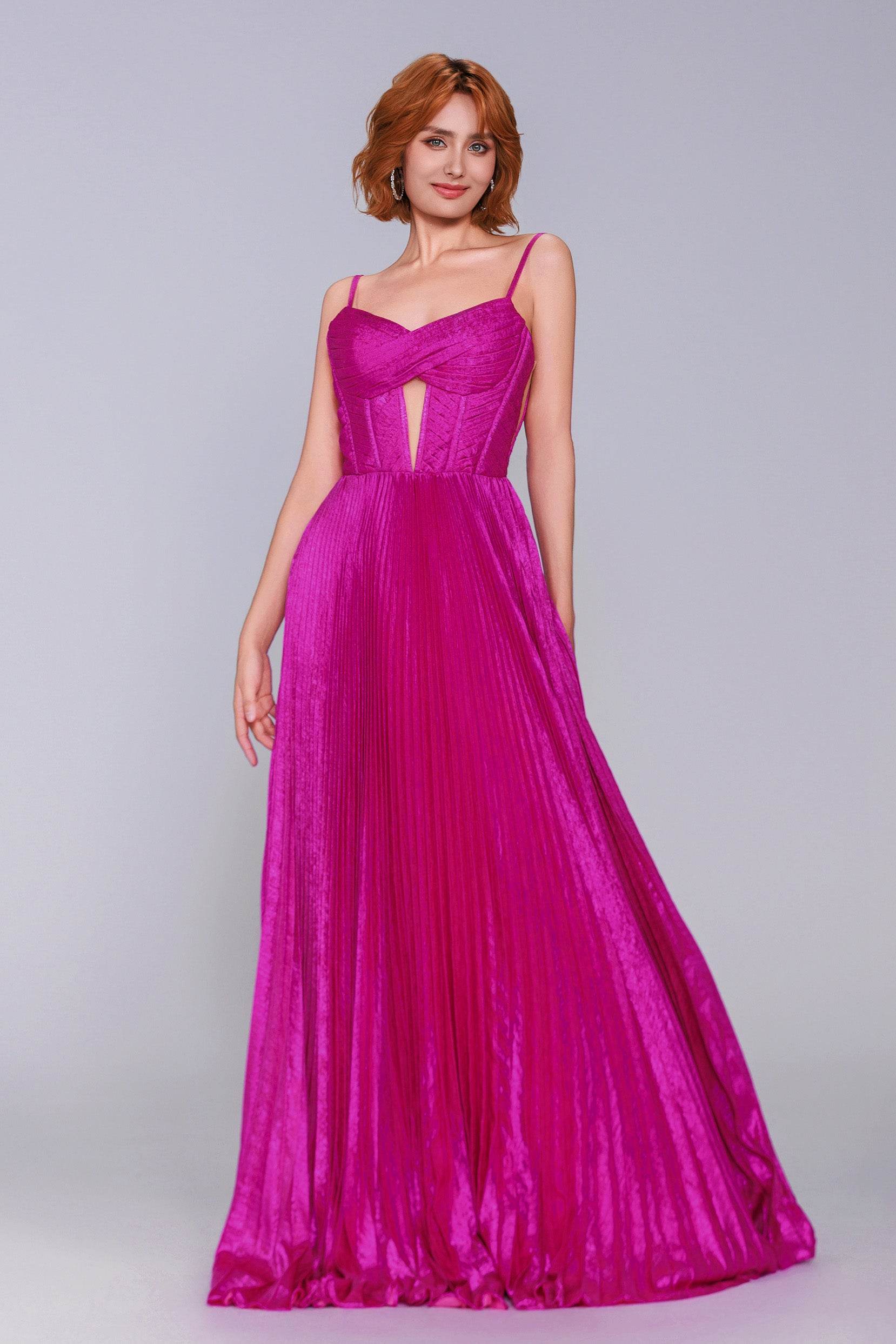 A-Line Maxi Metallic Prom Dress CS0963 - COCOMELODY