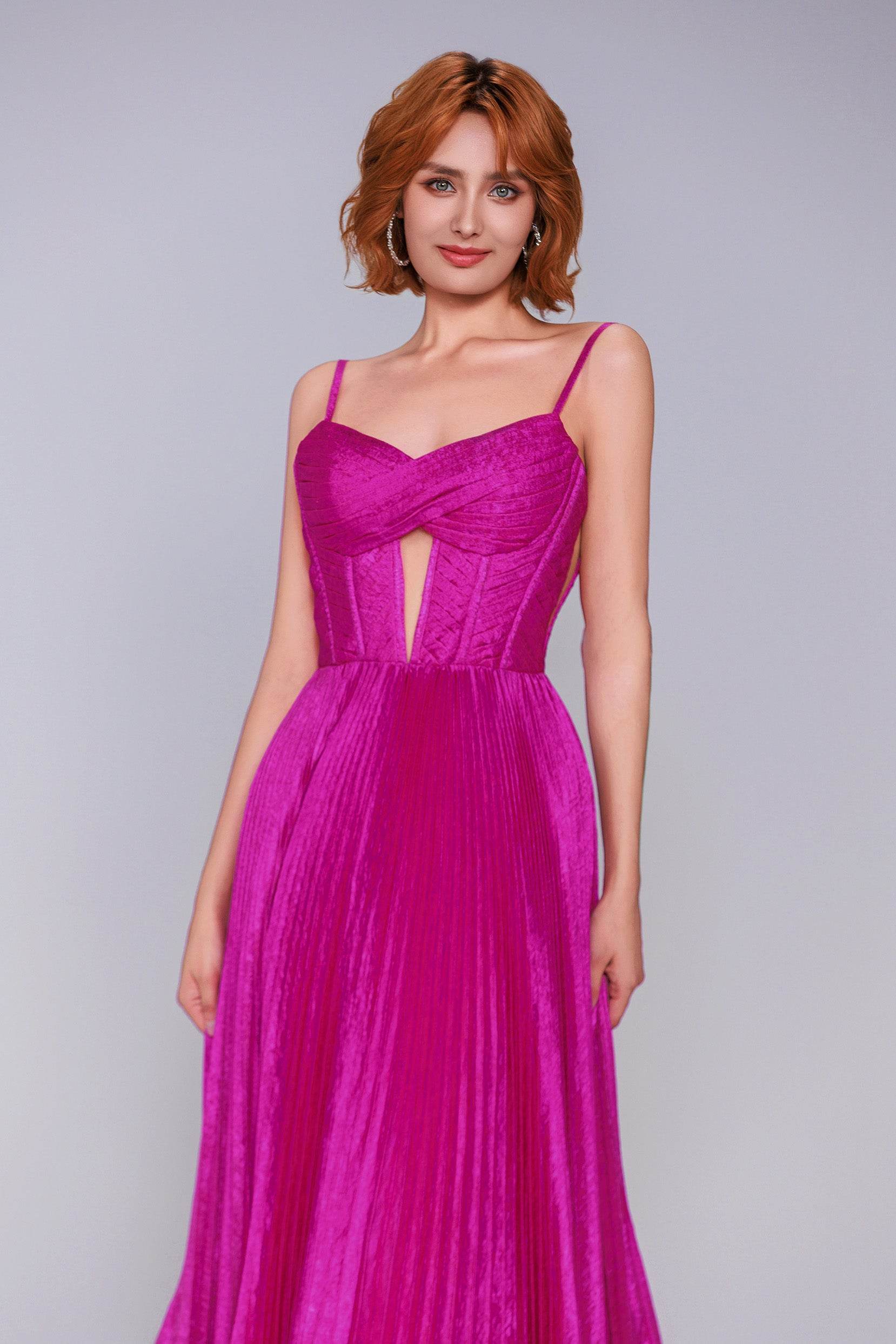 A-Line Maxi Metallic Prom Dress CS0963 - COCOMELODY