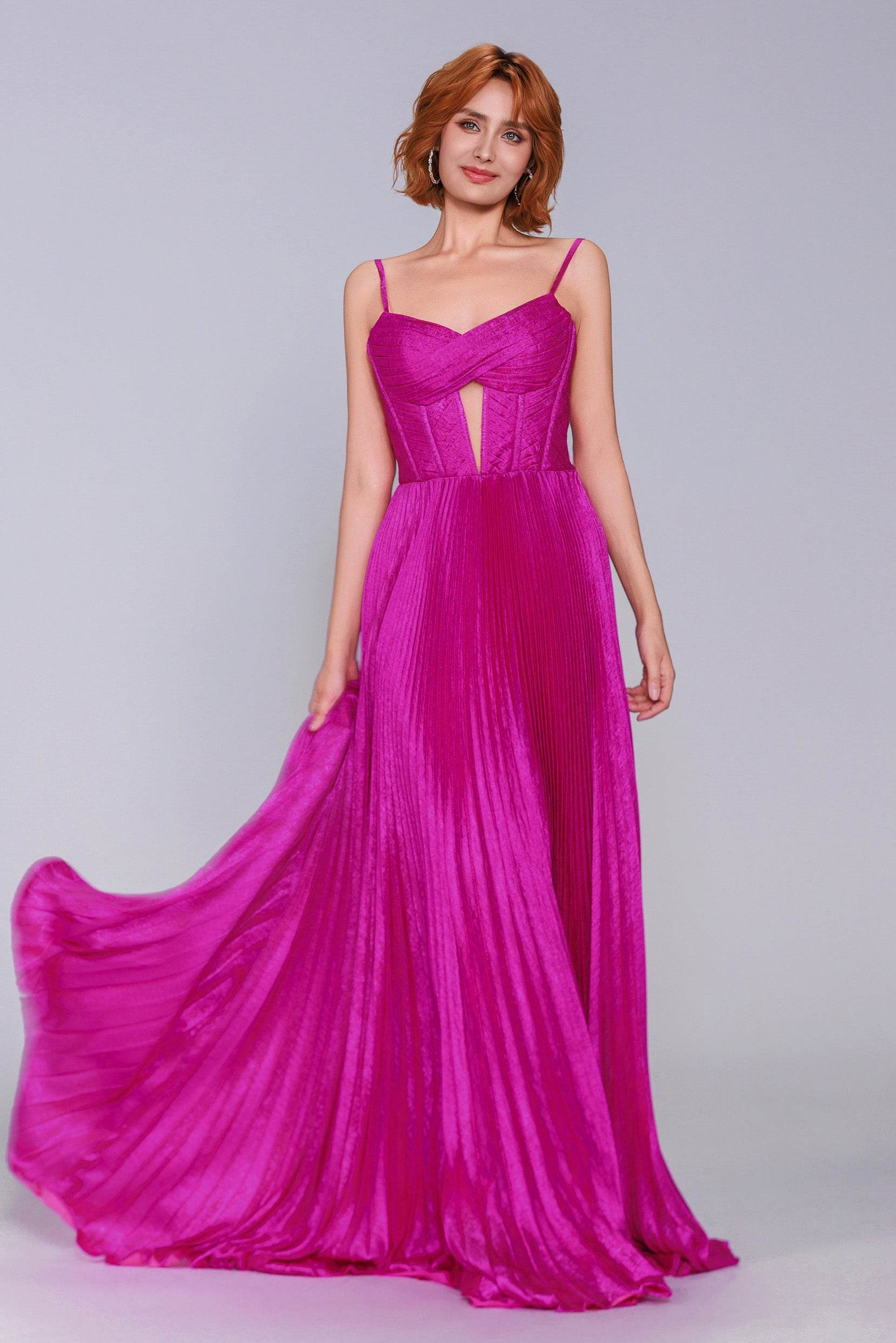 A-Line Maxi Metallic Prom Dress CS0963 - COCOMELODY