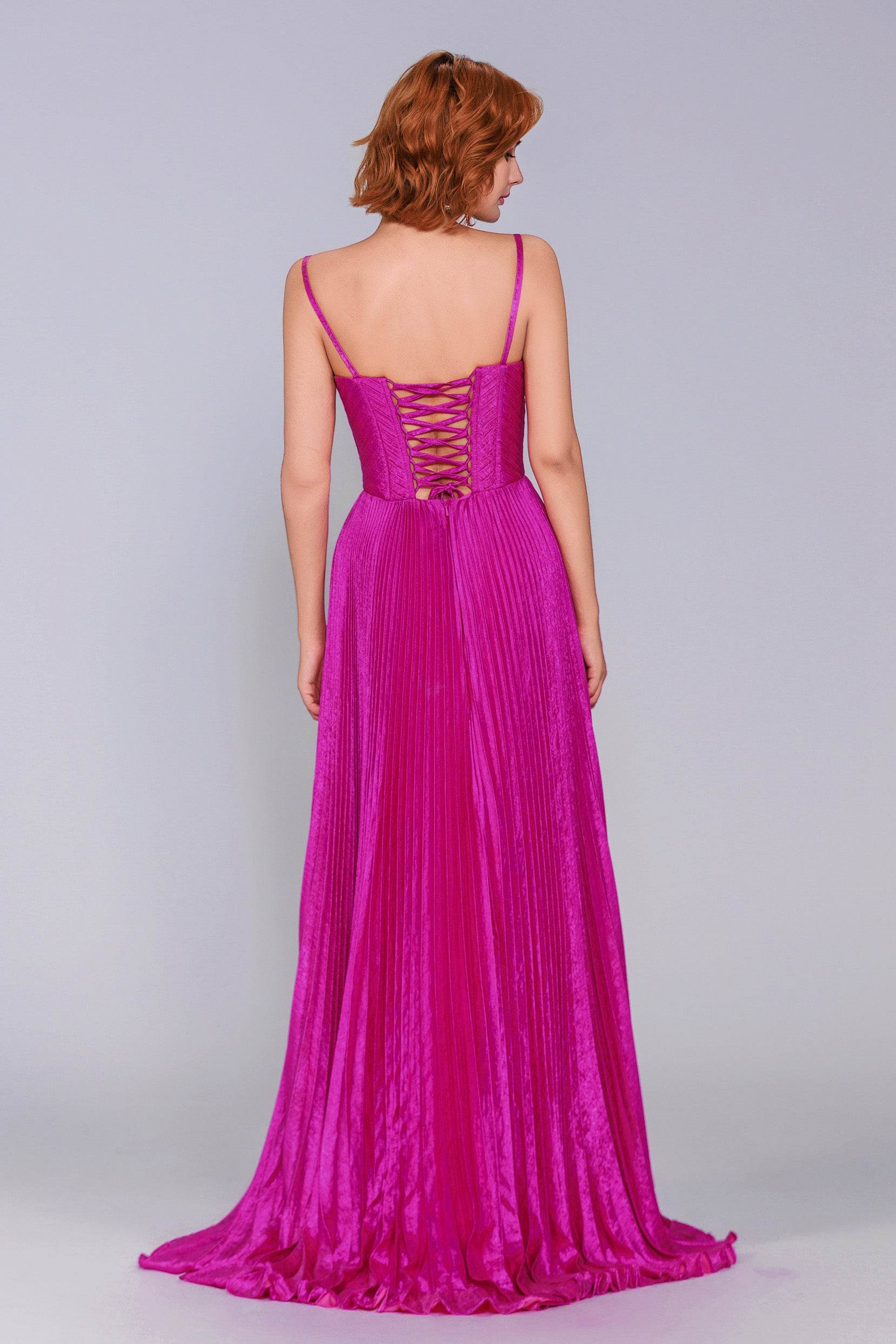 A-Line Maxi Metallic Prom Dress CS0963 - COCOMELODY