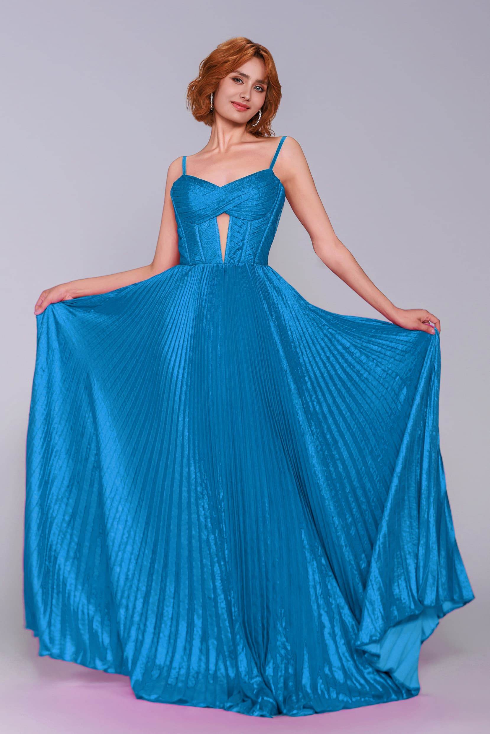 A-Line Maxi Metallic Prom Dress CS0963 - COCOMELODY