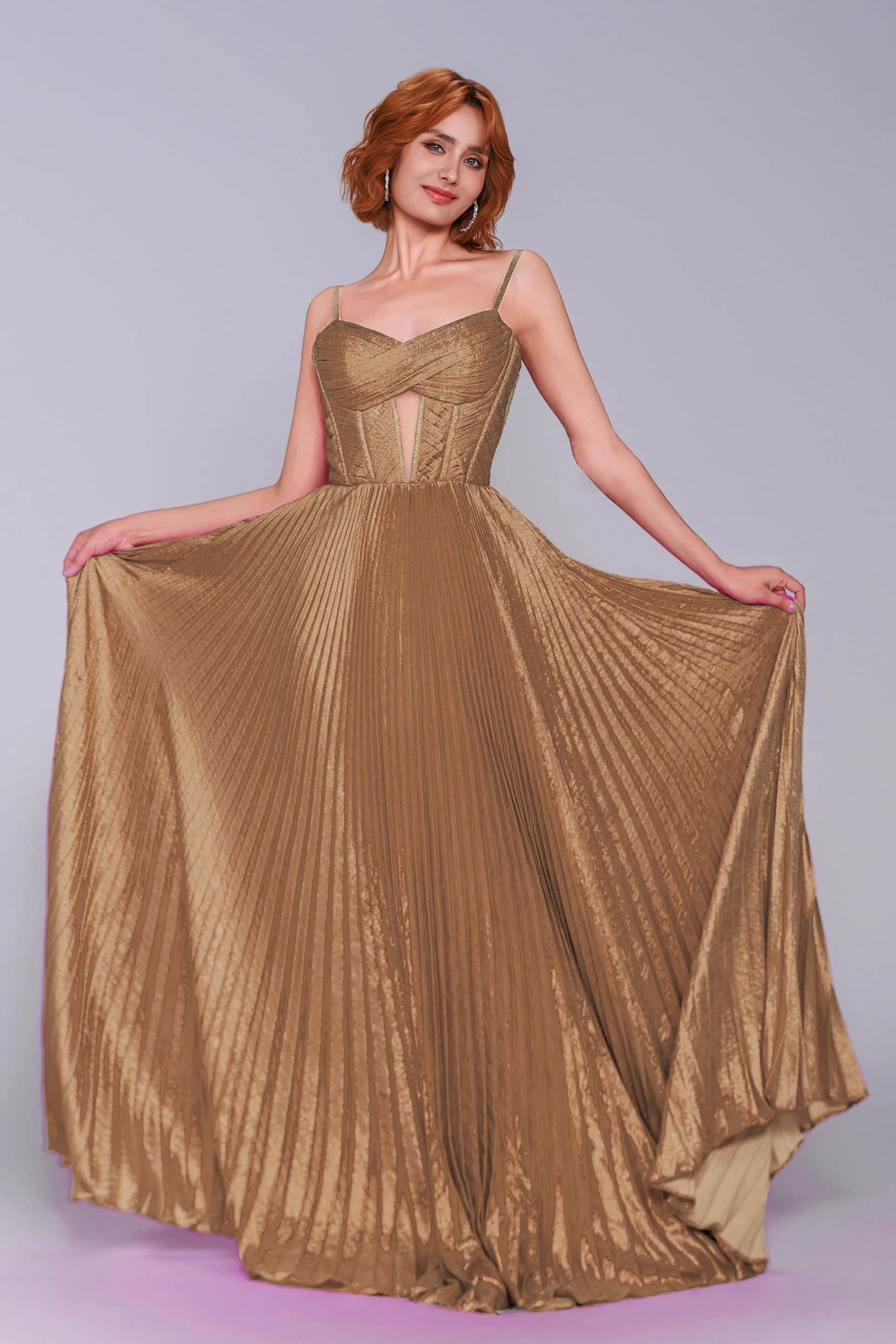 A-Line Maxi Metallic Prom Dress CS0963 - COCOMELODY
