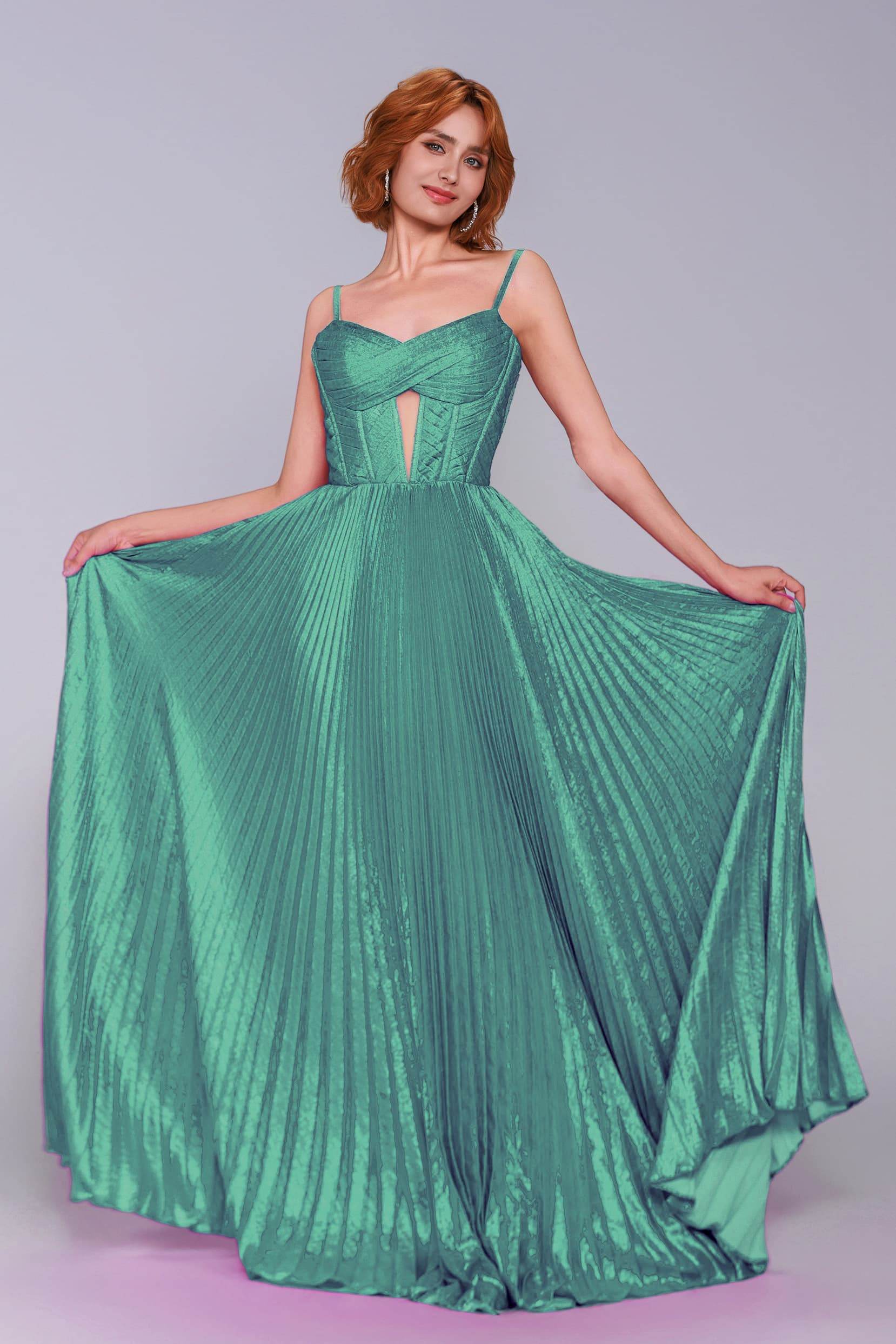 A-Line Maxi Metallic Prom Dress CS0963 - COCOMELODY