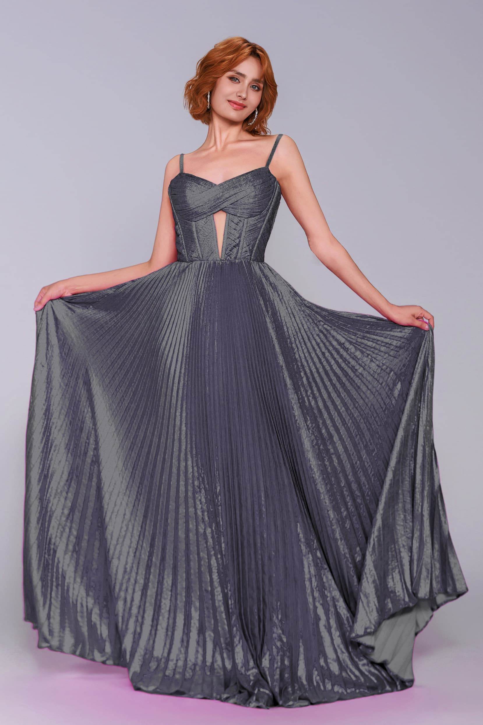 A-Line Maxi Metallic Prom Dress CS0963 - COCOMELODY