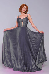 A-Line Maxi Metallic Prom Dress CS0963 - COCOMELODY